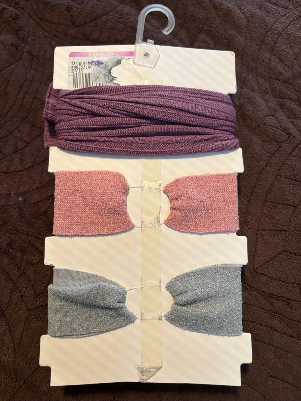 3-Pack Girls Bow Headbands in Purple, Pink, and Gray